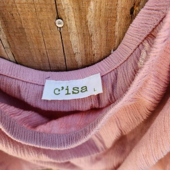 C'isa Mauve Cropped Flutter Sleeve Blouse Women's Medium - Picture 4 of 5